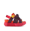 Sandalia roja de piel de estilo deportivo con cordones para mujer